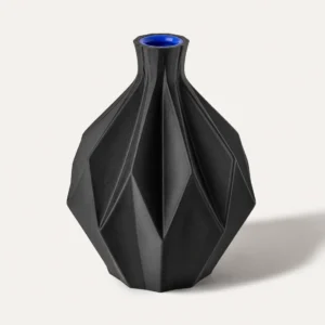 Grafitfarvet facetteret 3D-printet Fold vaseform